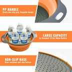 Collapsible Colander Set of 2, Folding Kitchen Strainers with Handles, Space-Saving Over-the-Sink Drainers for Pasta, Veggies & Fruit, BPA-Free, Dishwasher Safe, RV & Camping (Orange)