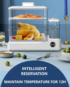 Electric Food Steamer, Steamer For Cooking,24L,800w Household Food And Vegetable Steamer, 24-Hour Delayed Start, Split Type Independent Water Tank, 3-Layer Stainless Steel Tray