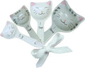 Cute Cat Measuring Spoons Set with Ribbon, Cute Cat Gifts for Women, Cat Themed Kitchen Accessories for Cat Baking Supplies, Ceramic Measuring Spoons for Cat Lover, Baking Gifts for Women (Set of 5)