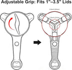 Jar Opener for Seniors, 4-in-1 Adjustable Lid Opener with Non-Slip Grip, Includes Magnetic Hook & Rubber Gripper, Suitable for Jars, Bottles and Beer Caps, Perfect for Arthritis and Weak Hands