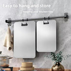 100% Pure Titanium Cutting Board Set of 3, Food-Grade Titanium Cutting Boards for Kitchen Dishwasher Safe, Double-Sided Metal Charcuterie Chopping Board Mat for Meat, Cheese & Fruit (M+L+XL)