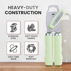 Zulay Kitchen Heavy Duty Stainless Steel Can Opener Manual with Bottle Opener - Rust Proof Manual Can Opener With Turn Knob & Comfy Soft Grip Handles - Pistachio
