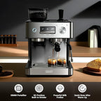 Gevi 20 Bar Espresso Machine with Built-in Grinder & Milk Frother | Professional Coffee Maker for Home | Cappuccino, Latte, 2.3L Removable Water Tank, Stainless Steel Steam Wand