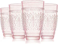 CREATIVELAND Drinking Glasses,Water Drinking Glass (Pink, 15.5)