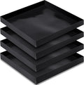Teenyyou 4 Pcs 11 x 11 x 1 Inch Non-stick Ptfe Oven Trays Reusable Solid Baking Basket Easy Clean Heat Resistant Black Quick Oven Accessories for Heating Chips Chicken Snacks in Restaurant Kitchens