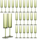 24 PCS Green Champagne Flutes Plastic 5.4OZ Clear Acrylic Champagne Glasses Long Stem Champagne Flutes Sparkling Wine Glasses Sage Green Champagne Glasses FOR Wedding Cocktail Cups Cava Prosecco
