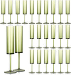 24 PCS Green Champagne Flutes Plastic 5.4OZ Clear Acrylic Champagne Glasses Long Stem Champagne Flutes Sparkling Wine Glasses Sage Green Champagne Glasses FOR Wedding Cocktail Cups Cava Prosecco
