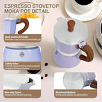 Aluminum 12 Cup 600ml Moka Pot Express Coffee Maker Stovetop Espresso Colorful Coffeemaker Italian Classic Style Brewing Greca Cafe Mocha Machine for Cafeteras Lover Camping Travel and Home Use 20oz