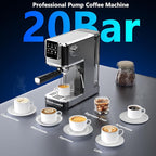 URintells Cuising Espresso Machine 20 Bar,Touch Screen Espresso Maker with Steam Milk Frother,Stainless Steel Expresso Coffee Machine for Cappuccino Latte Cold Brew,1350W Fast Heat Up System,Black