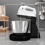 Stand Mixers, 7 Speeds With 3QT Stainless Steel Bowl, Stand and Hand Mixer with Dough Hook, Whisk, Mixing Beater for Baking, Cake, Cookie, Kneading (BU2)