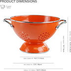 Reston Lloyd, 1.5 Quart Powder Coated Steel Kitchen Strainer Basket for draining Pasta, Vegetable and Fruit, Chrome Handles and Wide Stable Base, Orange