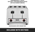 Waring Commercial WCT800 4-Slice Heavy Duty Commercial Pop-Up Toaster, 120V, 2200W5-20 Phase Plug
