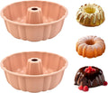 PADELE 2 Pack Silicone Cake Pan Nonstick,10 Inch, Silicone Cake Molds,Pound Cake Pan, Baking Cake Pan for Jello,Gelatin,Cake,Brownie and Bread（Pink+Pink）