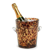 Two's Company Tortoise Print Ice Bucket, Glass, 9-inch Diameter, Bar Tools and Accessories