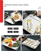 2-Pack Large 304 Stainless Steel Baking Pan Set (19.5"x13.5") - Non-Toxic Heavy Duty Commercial Grade Deep Sheet Pan, 1 Solid & 1 Perforated Pans for Roasting, Defrosting, Draining, Cooling