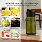 Aovdy 2PCS Oil Sprayer for Cooking 16oz,2 in 1 Olive Oil Dispenser and Oil Sprayer - 470ml Olive Bottle Spray and Pour - Glass Oil Dispenser for Kitchen Cooking Salad BBQ (Light-Proof -Black & Green)
