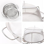 AJIODA Stainless Steel Mesh Colander Strainer Basket, 2.5 Quart Fine Mesh Net Colander with Heavy Duty Handles & Wide Rim & Resting Feet for Strain, Drain, Rinse, Fry, Steam or Cook Vegetables & Pasta