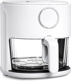 COOK WITH COLOR Colorful 1200W 4Qt Air Fryer: Glass Basket, Dishwasher Safe, 60min Timer, 6 Presets, Temp Control 175F-400F, 4 QT, Linen White