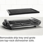 Chefman Electric Smokeless Indoor Grill w/ Non-Stick Cooking Surface & Adjustable Temperature Knob from Warm to Sear for Customized BBQing, Dishwasher Safe Removable Water Tray, Black