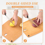 Cutting Boards for Kitchen Dishwasher Safe Eco-Friendly Composite Cutting Board Set of 2, Reversible Chopping Board with Handles & Juice Grooves, Small & Large Cutting Board for Countertop