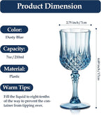 XUWAIDSGN 24 Pcs 7oz Plastic Vintage Wine Glasses Drinking Glasses Unbreakable Wedding Glassware Crystal Water Goblets Reusable Drinkware Vintage Champagne Flutes (24, Blue)