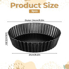 3 Pack 9.5 Inch Tart Pan with Removable Bottom, Non Stick Durable Carbon Steel Deep Quiche Tart Pan Fluted Pie Pan for Pot Oven Pies Cheesecakes Desserts