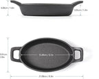 HAWOK Cast Iron Mini Oval Serving Dishes with a Storage Bag, 6.1"x 3.85", 8oz, 4 PCS