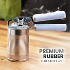 Zulay Kitchen Heavy Duty Stainless Steel Can Opener Manual with Bottle Opener - Rust Proof Manual Can Opener With Turn Knob & Comfy Soft Grip Handles - Light Blue