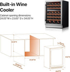 Ca'Lefort Wine Fridge & Cooler - 24 Inch 52 Bottle Wine Cooler Refrigerator, 40-65°F Dual Zone Wine Refrigerator Glass Door, 3 LED Built-in or Freestanding Fridge for Home/Bar/Kitchen (5.65 cu.ft)