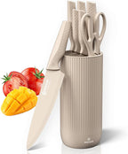 Knife Set, Brewin Kitchen Knife Set, Knives Set for Kitchen, Universal Knife Block, Utility Knife Block Set, New Home Essentials, Apartment Essentials, Dishwasher Safe