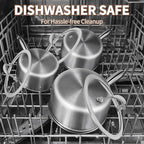 EWFEN 3 Ply Stainless Steel Sauce Pan Set with Lids, 1 & 2 Quart Multipurpose Cooking Pot, Stay-Cool Handle, Induction Oven Dishwasher Safe, 1QT & 2QT