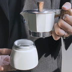 MORDEN MS Moka Pot - Stovetop Espresso Maker 3 Cup/5 OZ Italian Coffee Maker Camping Coffee Pot Manual Cuban Coffee Percolator for Cappuccino or Latte - White