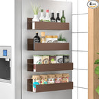 HuggieGems 4 Pack Magnetic Spice Storage Rack Organizer for Refrigerator and Oven, Bronze Fridge Organizers and Storage