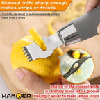 Lemon Citrus Zester Tool Cheese Grater for kitchenaid-Multipurpose grooved channel knife scraper,Stainless steel blade and ergonomically designed curved handle