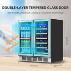 ORYMUSE Wine and Beverage Refrigerator 30 Inch, Beverage Fridge Dual Zone with Upgraded Cooling, Wine Beverage Cooler Built-in or Freestanding, 30 Bottles and 110 Cans Large Capacity