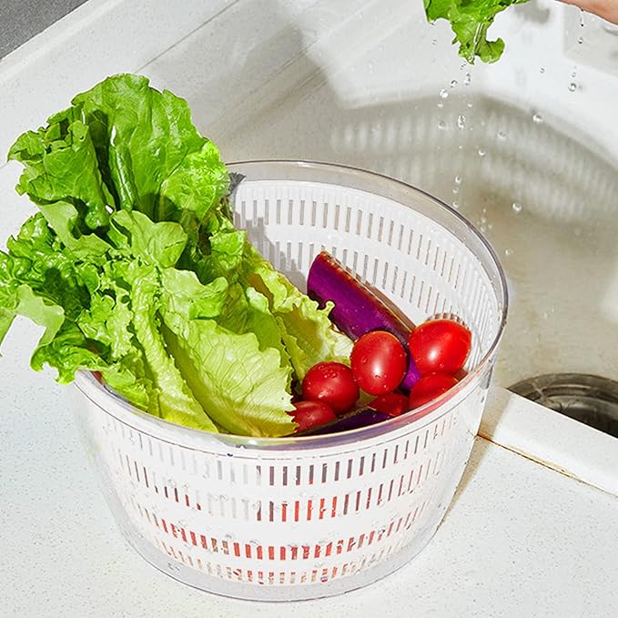 Electric Salad Spinner, 4L Lettuce Spinner Large Capacity USB Chargeble Fruit Vegetable Washer Dryer for Home Kitchen (Gray)