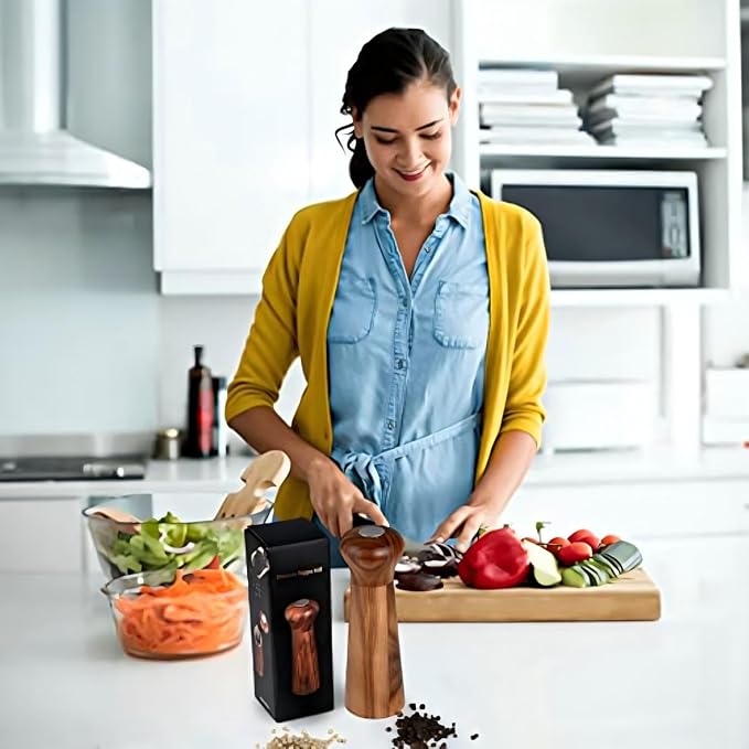 Wooden Salt and Pepper Grinder Set, Pepper Grinder Pepper Mill with Adjustable Coarseness,Acacia Wood Pepper Grinder Manual, Salt and Pepper shakers Tableware Gifts