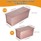 2 PCS Pullman Loaf Pan With Lid, 2.2 LB/1 LB Sandwich Bread Loaf Pan, Non-Stick Bread Loaf Baking Pan With Lid, for Baking Bread, Sandwiches and Toast