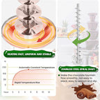 4-Tier Commercial Chocolate Fountain 11Lbs Large Chocolate Fondue Tower Stainless Steel Chocolate Melting Heating Machine for Nacho Cheese Liqueurs Party Wedding, Catering, Knob Control