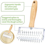 Pizza Dough Docker, Professional Dough Roller with Wooden Handle, Sturdy Pizza Docking Tool that Prevents Dough from Blistering, Time-Saver for Making Pizza Cookie Pie Pastry