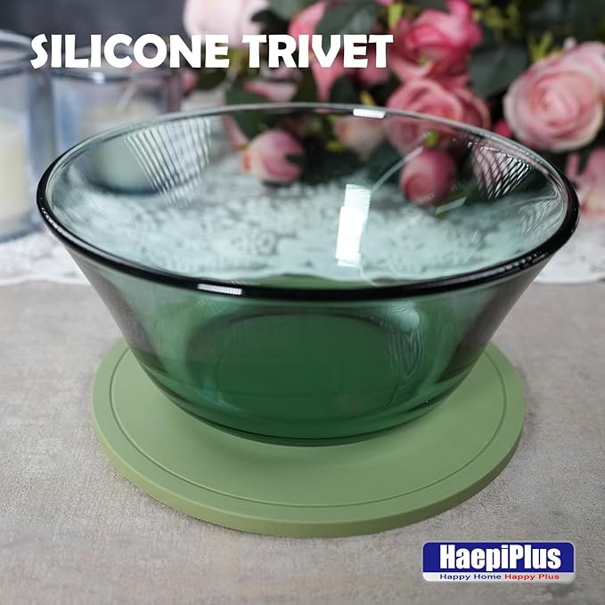 4 Pieces Silicone Trivet Mats, Pot Holders, Kitchen Tools, Heat Resistant Non-Slip Pads for Dishes, Bowls, Jar Opener, Easy to Wash and Dry Pan Cushions (Green)