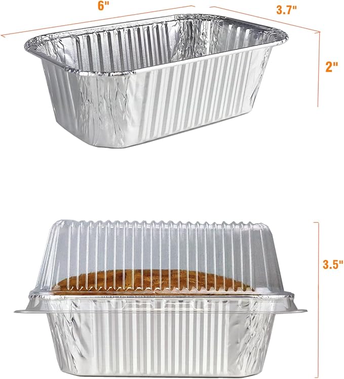 Disposable Mini Loaf Pans with Lids Bakeware Set,1lb, 30 Pack, 6x3.7 Aluminum Foil Bread Pans for Homemade bread, Small Cake Tins, Perfect for Baking Banana Bread, Chease Cake Brownies, etc.