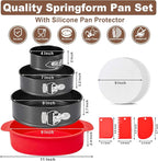 4 7 9 Inch Springform Pan Set of 3, Leakproof Cheesecake Pan with Protector, Nonstick Spring Form Pans for Cheesecake, Round Cake Pans Sets for Baking with Removable Bottom and 50Pcs Parchment Paper