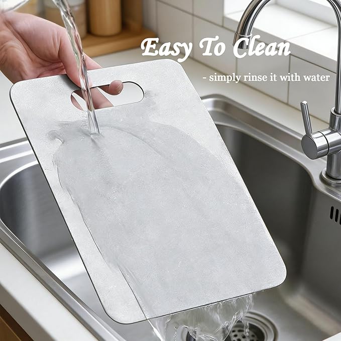 100% Pure Titanium Cutting Board, Double-Sided Titanium Cutting Boards for Kitchen Dishwasher Safe, Camping Metal Charcuterie Chopping Board Mat for Meat, Fruit & Cheese (XL, 13.6”×9.5”)