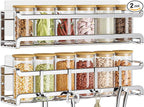 Bunoxea Spice Rack wall mounted 2 Pack, Space-Saving Spice Organizer for Spice Jars and Seasonings,Screw or Adhesive Hanging Spice Rack Organizer for Your Kitchen Cabinet,or Pantry Door,Silver