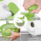 Salad Spinner Dryer Washer, Large Hand Crank Professional Kitchen Gadgets Salad Spinner Hand Cranking Multifunctional Vegetable Spinner Lettuce Greens Dryer Kitchen Tool