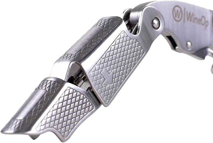 WineOp Professional Wine Opener Luxury Double Hinged Waiter's Corkscrew Wine Bottle Key - Cork screwer for Servers, Bartenders, Sommelier and Home Use | All-In-One Stainless Steel (Blue Resin)