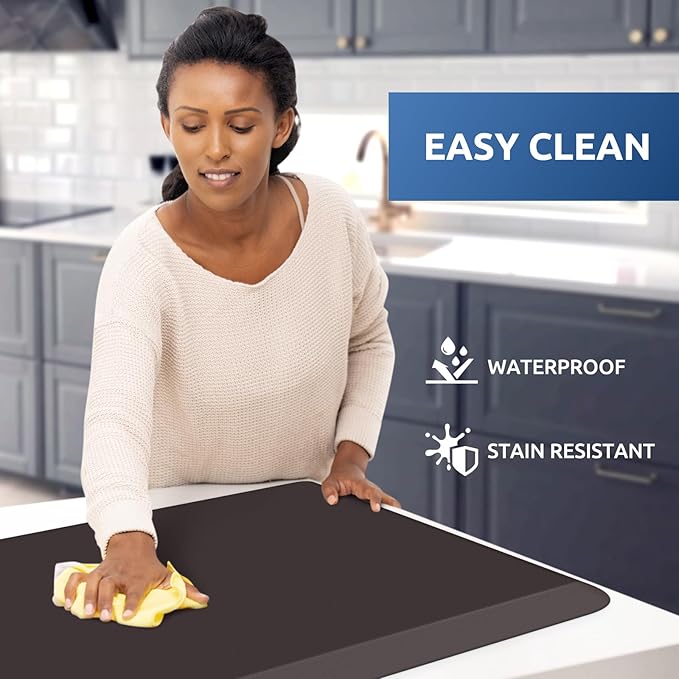 KitchenClouds Kitchen Mat Cushioned Anti Fatigue Rug 20"x32" Water Resistant, Non Slip, Standing and Comfort Desk/Floor Mats for House Sink Office (Chocolate)