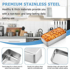 TeamFar Loaf Pan, 9¼" × 5" Bread Loaf Pans Meatloaf Pan Stainless Steel for Baking Bread Cake Lasagna, Healthy & Durable, Oven & Dishwasher Safe - Set of 4