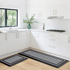 KitchenClouds [2 PCS] Kitchen Rugs Cushioned Anti-Fatigue Kitchen Mats for Floor Waterproof Kitchen Rug Set Non-Slip Comfort Standing Mat for Office, Sink, Laundry 20"×30"+20"×47",Black